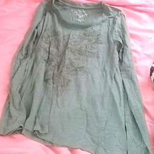 Green floral design shirt